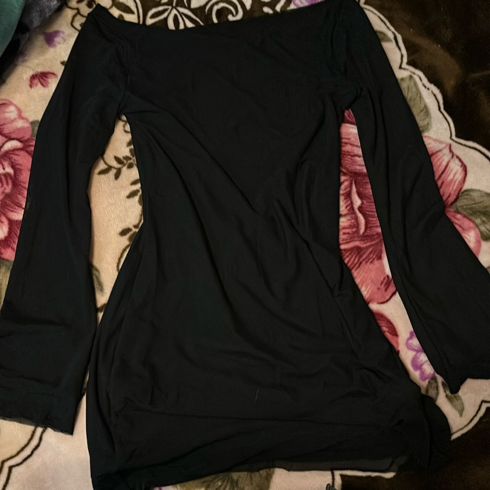 Bow neck trumpet sleeve dress